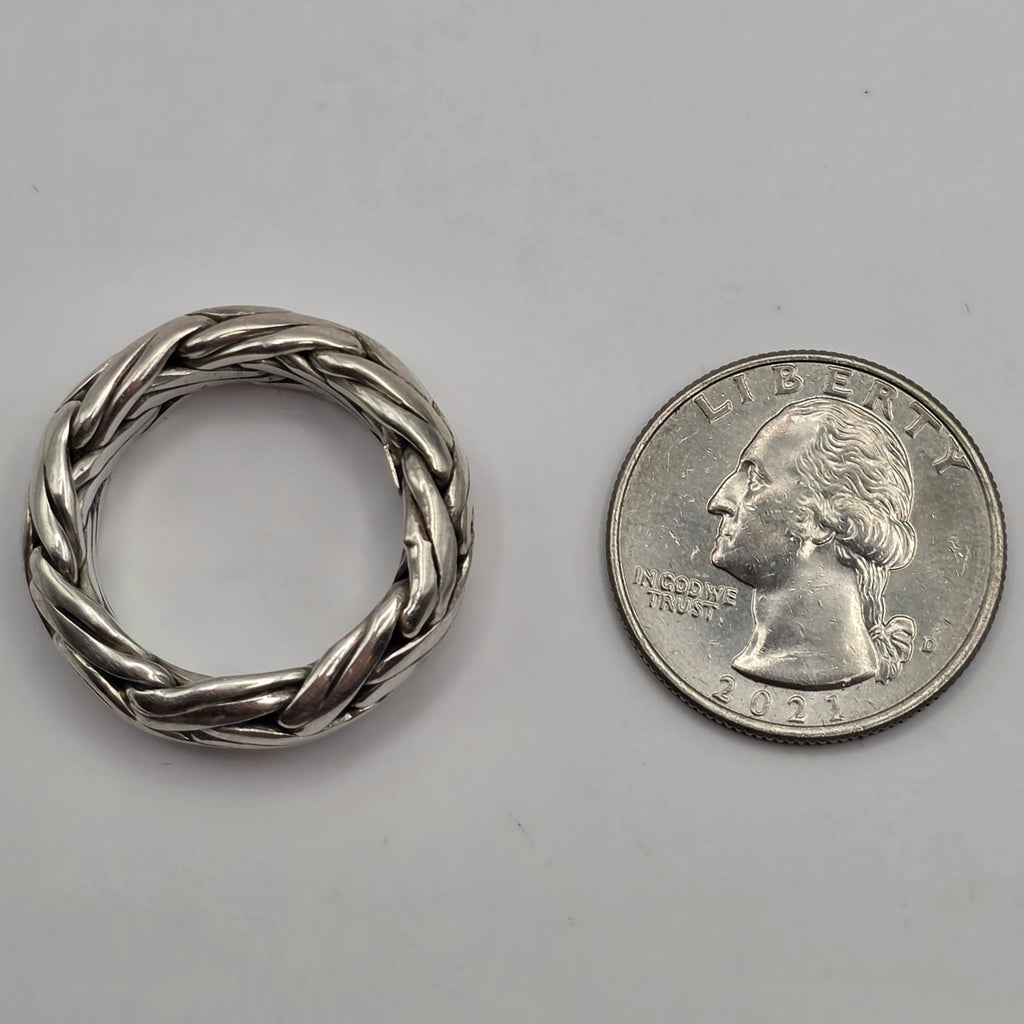 925 Sterling Silver Braided Woven Chain Band Ring Size 9 8mm 15.00g