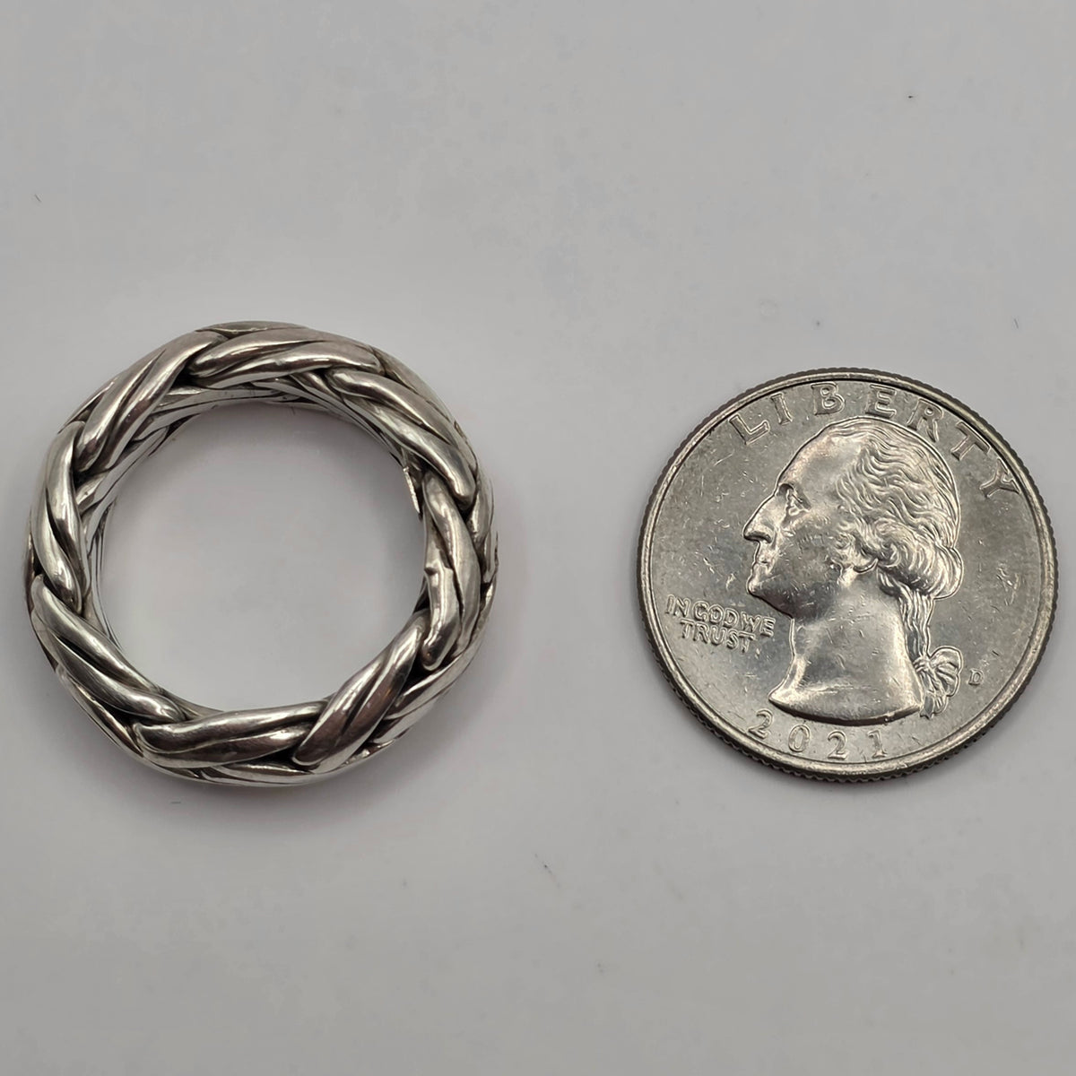 925 Sterling Silver Braided Woven Chain Band Ring Size 9 8mm 15.00g
