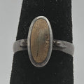 925 Sterling Silver Petrified Wood Cabochon Ring Size 4.5 2.50g Vintage