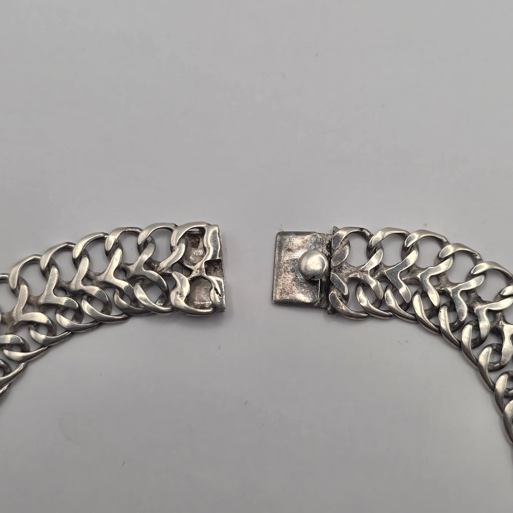 Vintage Mexico 925 Sterling Silver Bismarck Panther Mesh Choker Necklace 29.42g