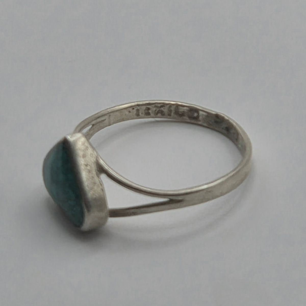 Vintage 1980s Taxco Mexico TC-154 925 Sterling Silver Malachite Heart Ring Sz 2.5