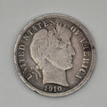 1910-D Barber Dime 90% Silver Denver Mint Vintage US Coin