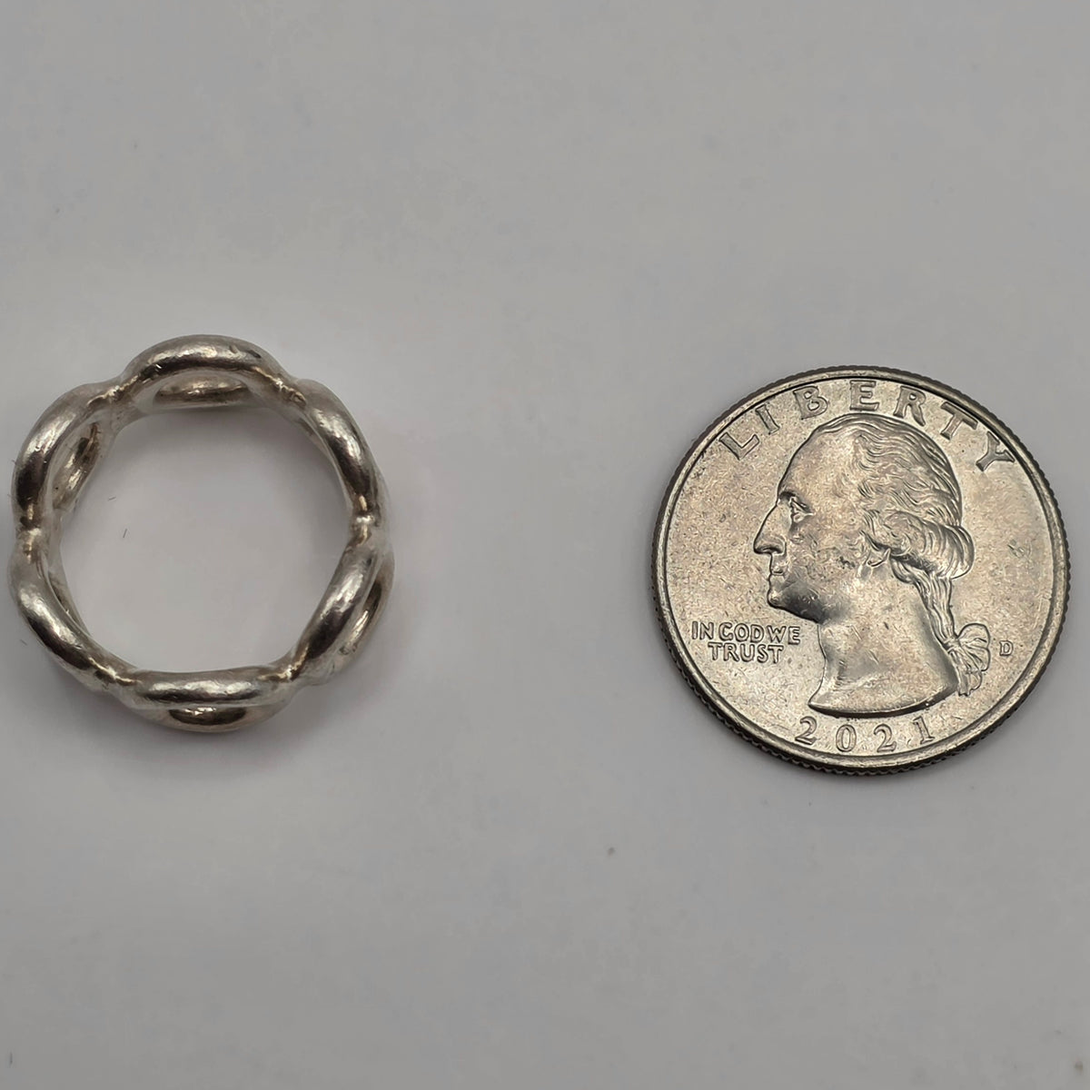 Vintage Mexico 925 Sterling Silver Open Circle Band Ring Size 6.5 6.43g