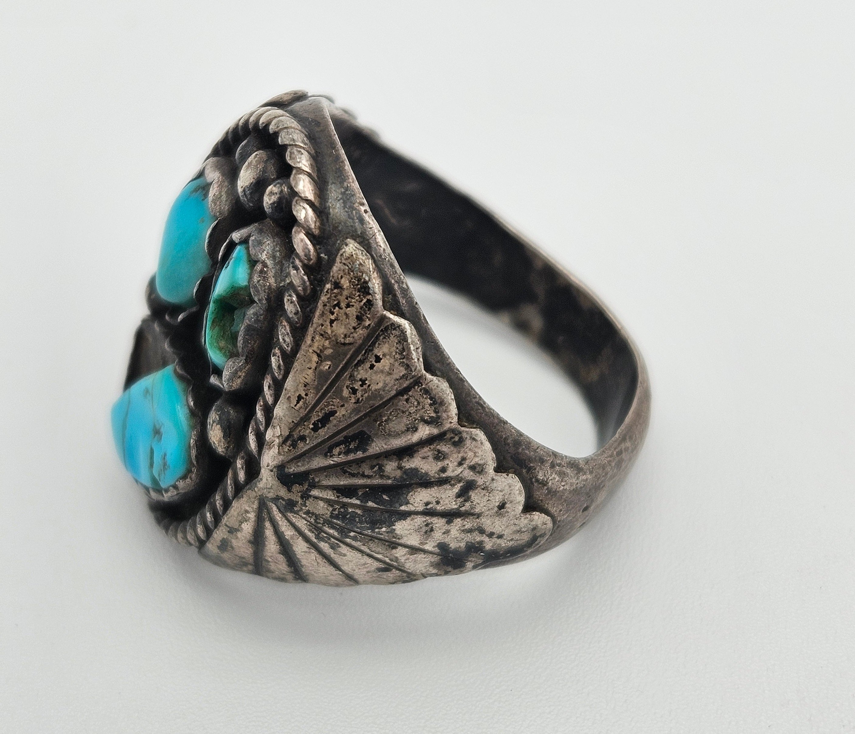 Scrap or Repair Sterling Silver 925 Heavy Ring Vintage Native American Turquoise