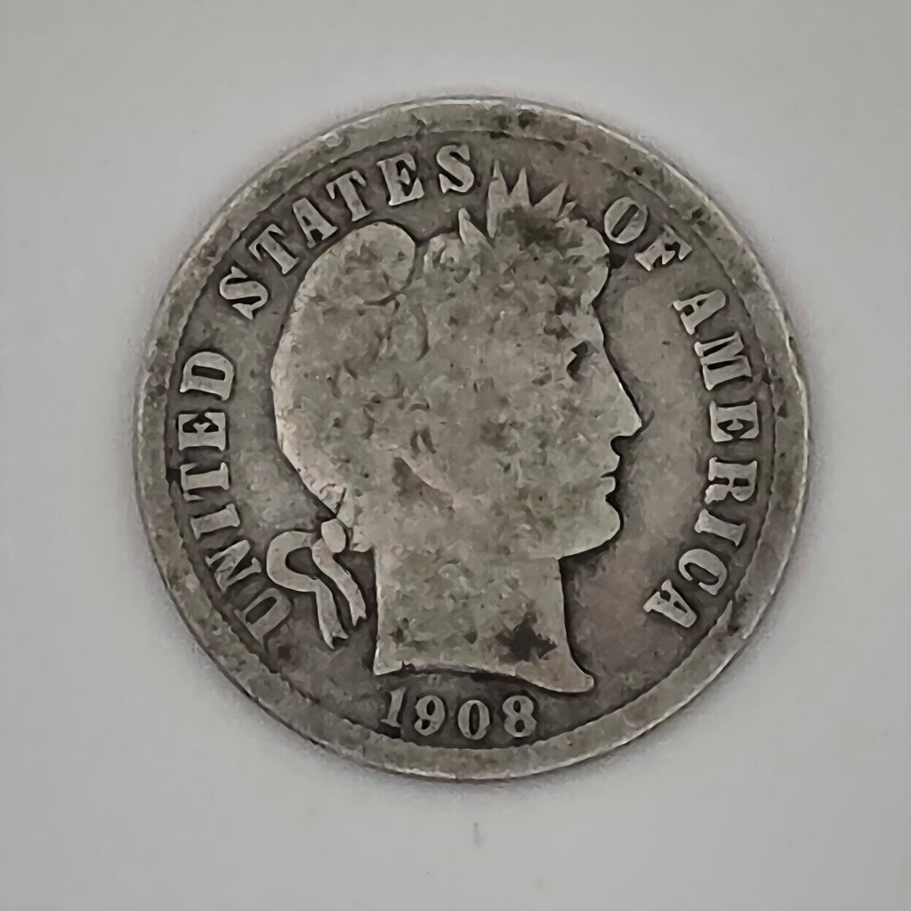 1908-O Barber Dime 90% Silver New Orleans Mint U.S. Coin