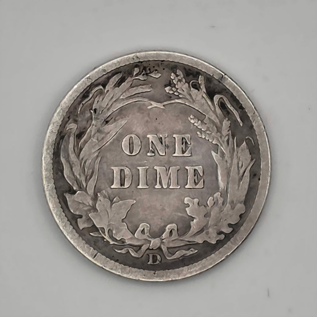 1910-D Barber Dime 90% Silver Denver Mint Vintage US Coin