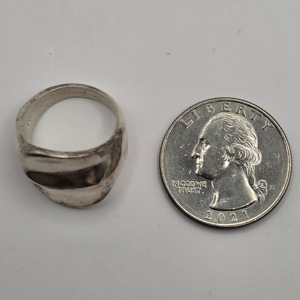 Vintage Taxco Mexico TF-25 925 Sterling Silver Modernist Ring Size 6 10.42g