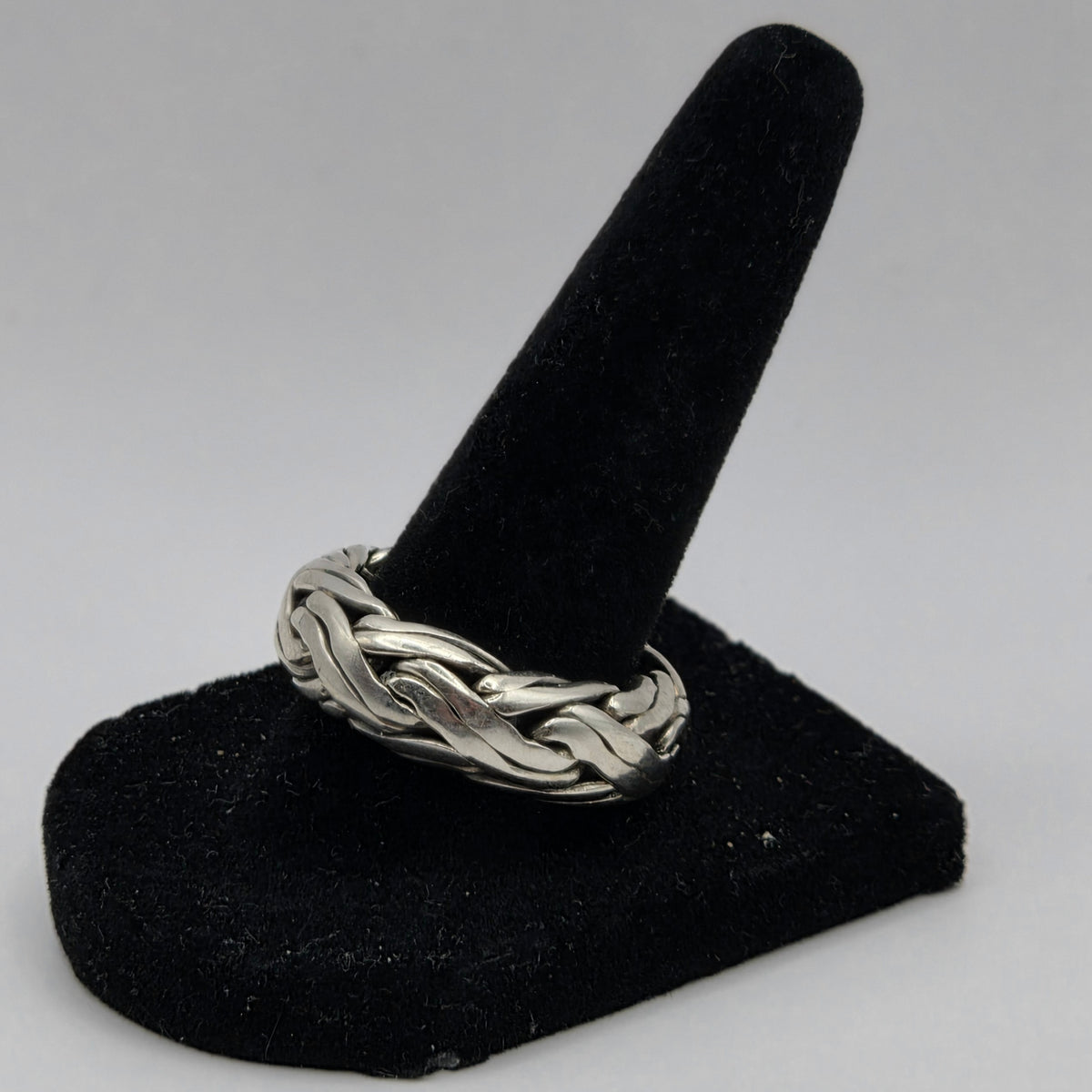 925 Sterling Silver Braided Woven Chain Band Ring Size 9 8mm 15.00g