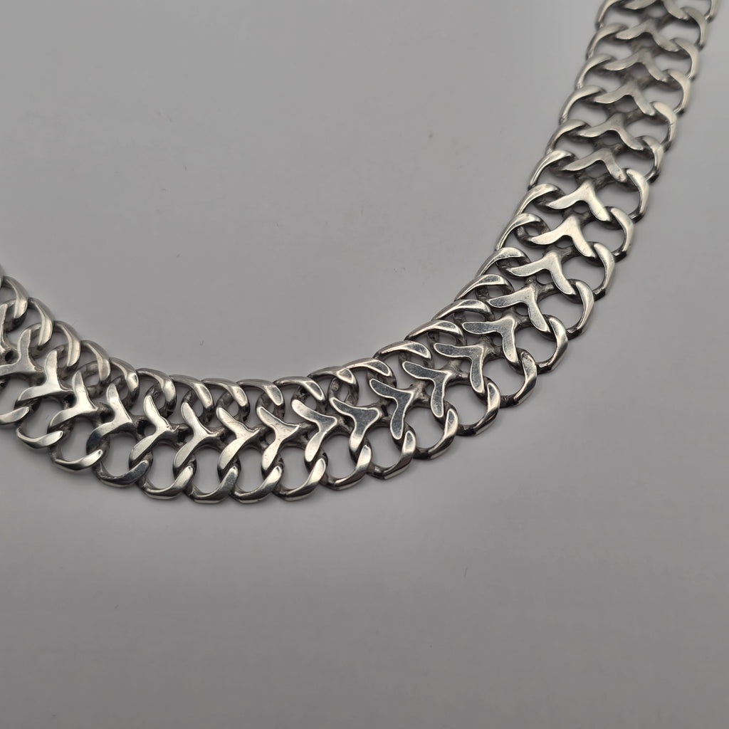 Vintage Mexico 925 Sterling Silver Bismarck Panther Mesh Choker Necklace 29.42g