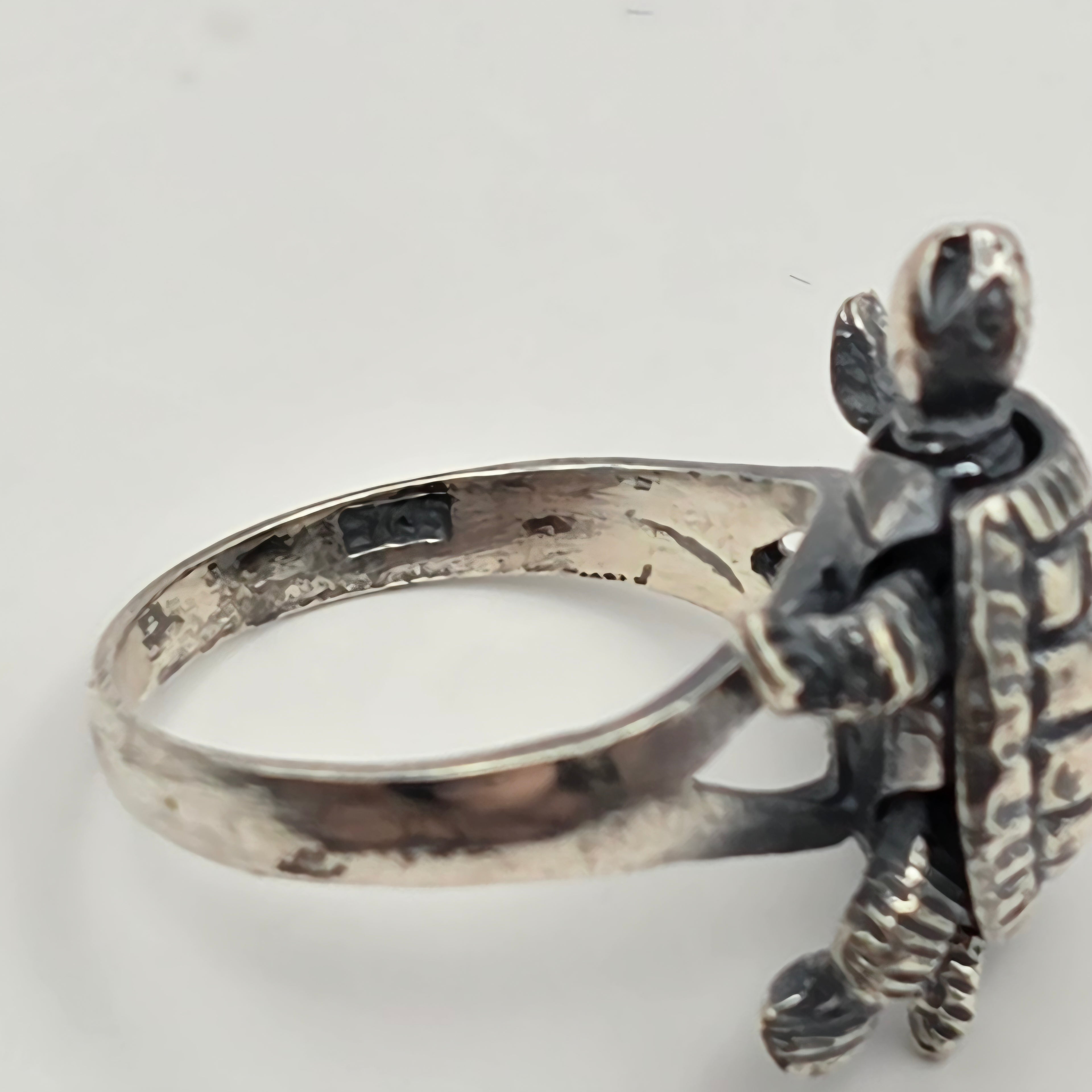 Vintage 925 Sterling Silver Articulated Turtle Ring Movable Head Legs Tail Size 5