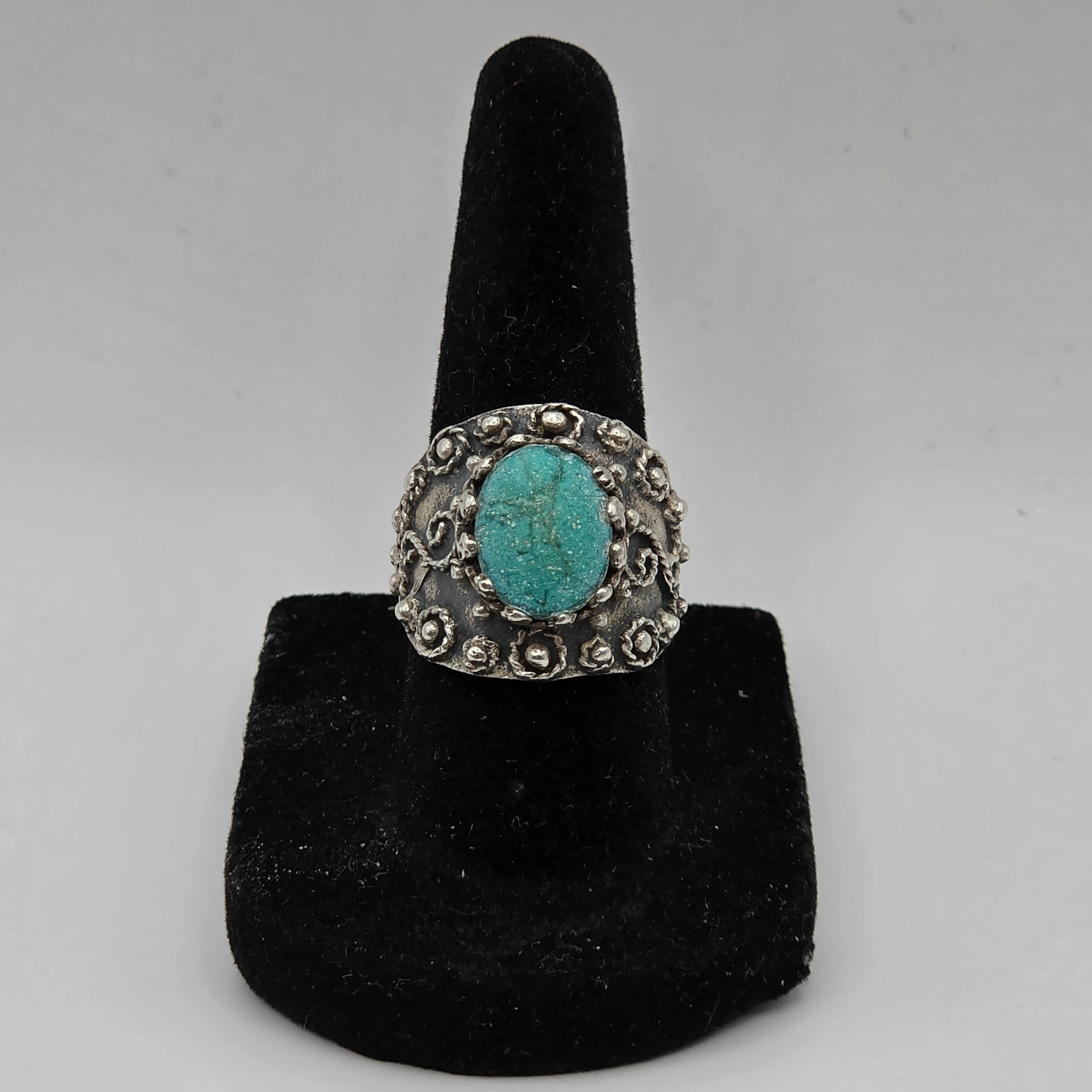 Vintage 925 Sterling Silver Turquoise Ring Size 7 7.23g Damaged Scrap Repair