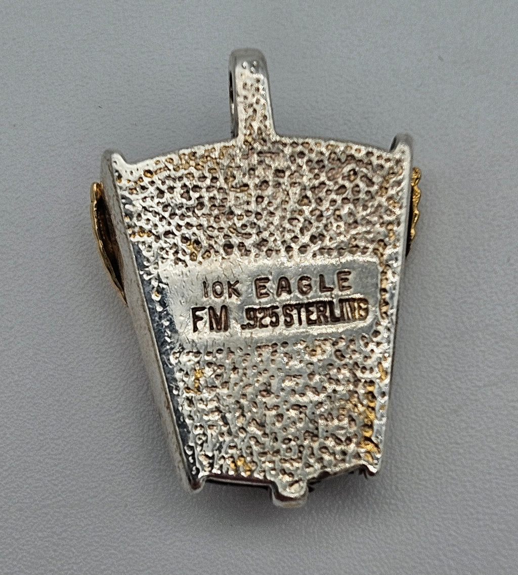 10k Gold Eagle Franklin Mint Sterling Silver Onyx Pendant