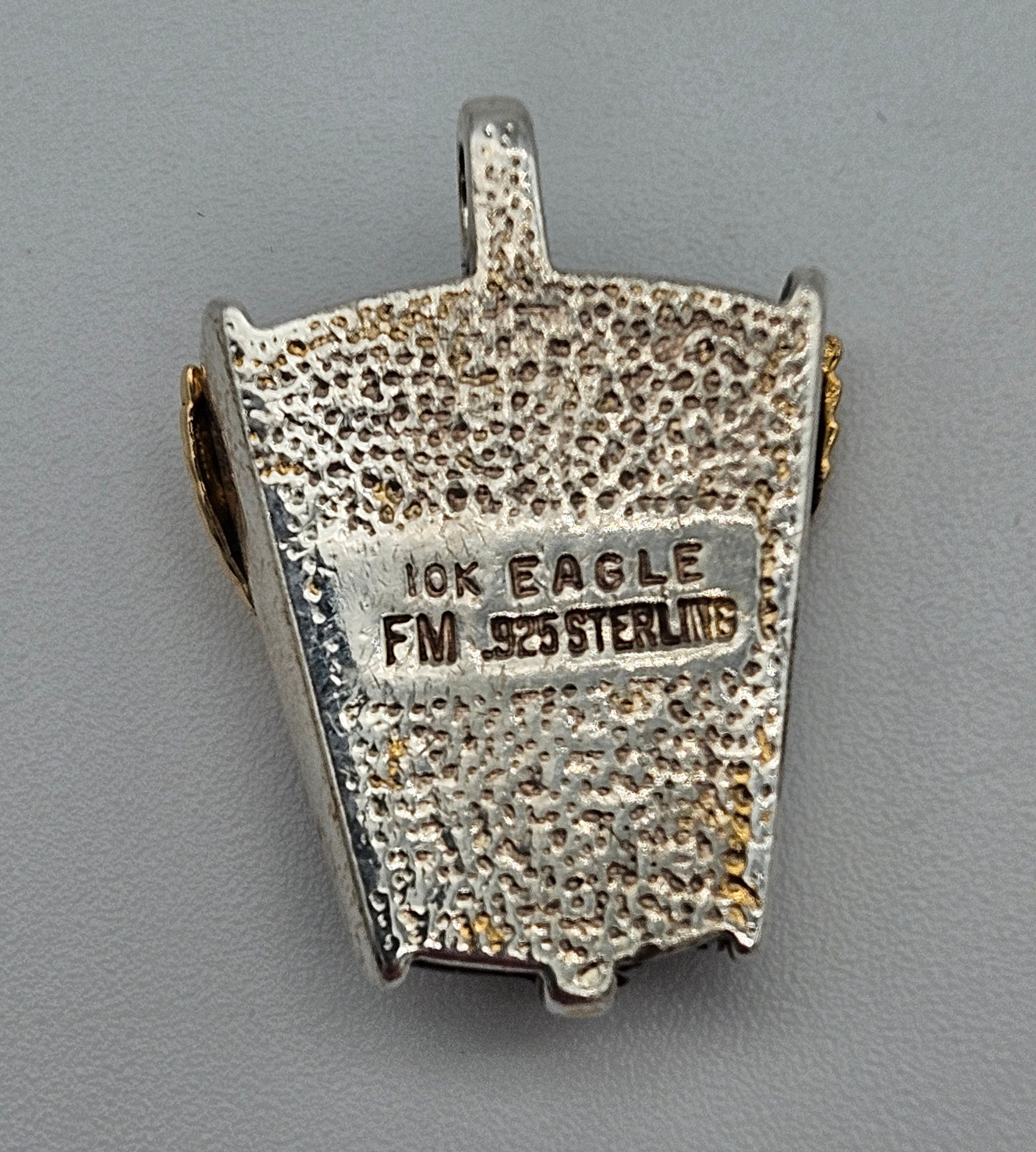 10k Gold Eagle Franklin Mint Sterling Silver Onyx Pendant