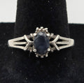 Oval Blue Sapphire 925 Sterling Silver Ring Size 8.5