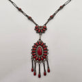 Lorraine Waatsa Zuni 925 Sterling Silver Red Coral Petit Point Necklace 17.70g