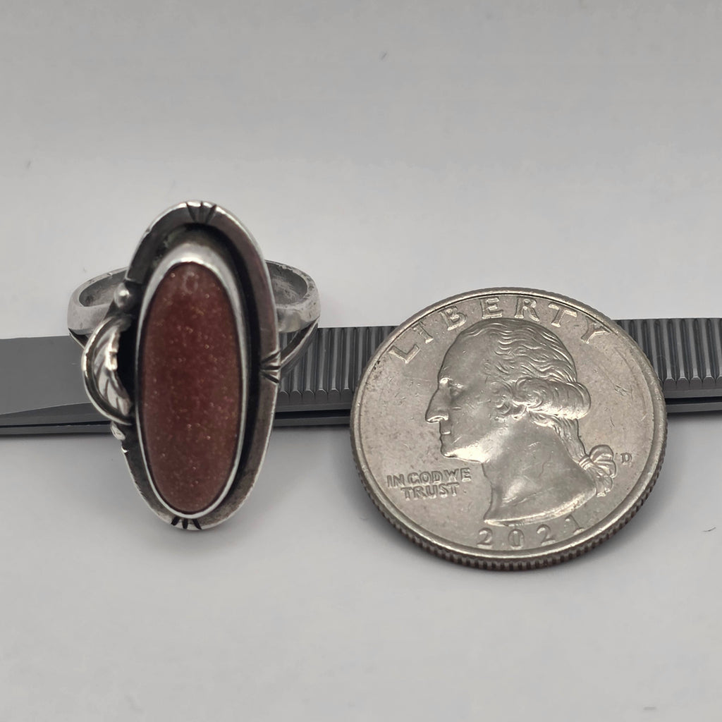 Goldstone Sterling Silver 925 Navajo Ring Size 7
