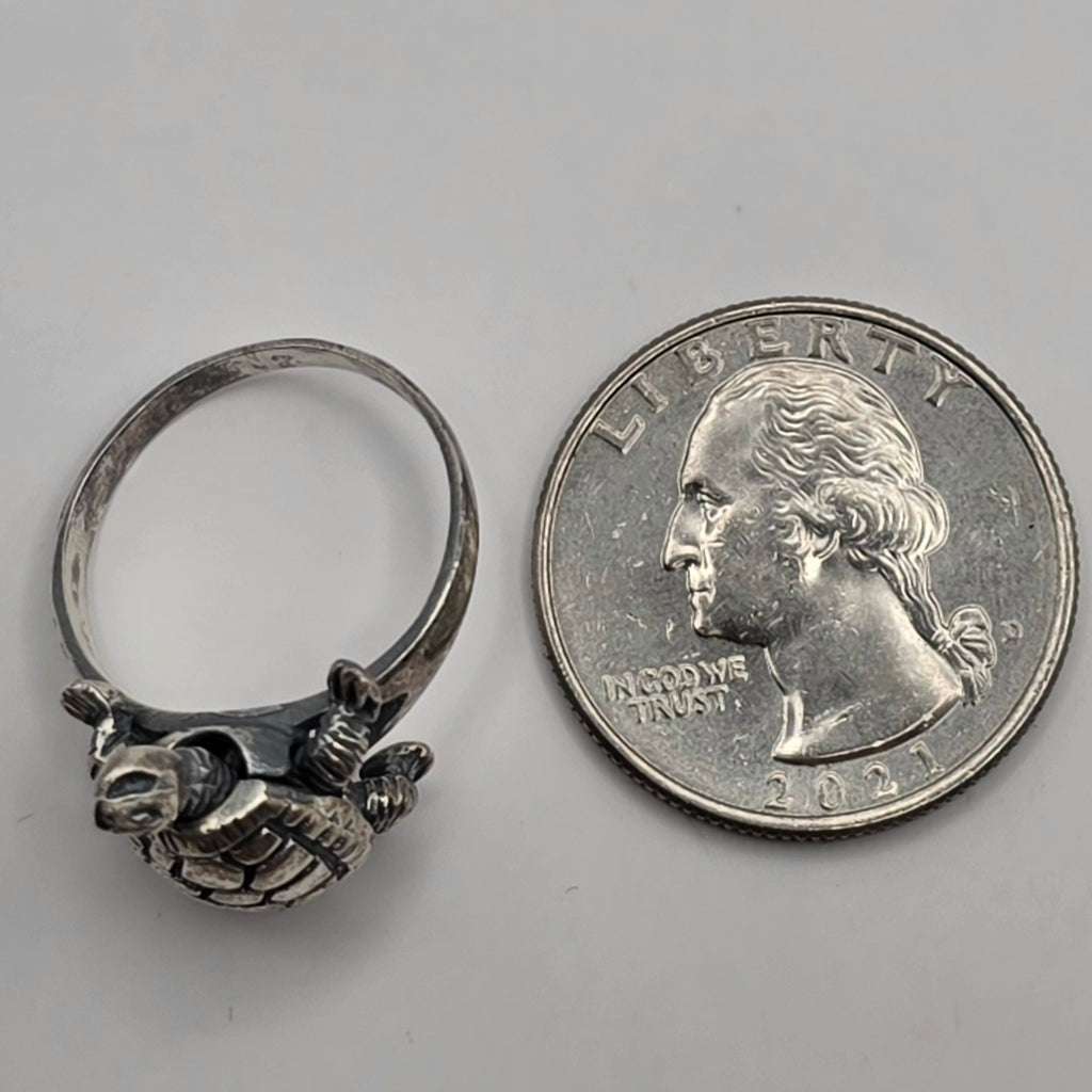 Vintage 925 Sterling Silver Articulated Turtle Ring Movable Size 7 4.82g