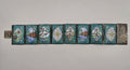 Vintage Persian 925 Sterling Silver Hand Painted Enamel Story Panel Bracelet 7.5"