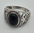 Onyx Sterling Silver 925 Filigree Ring Size 8.5
