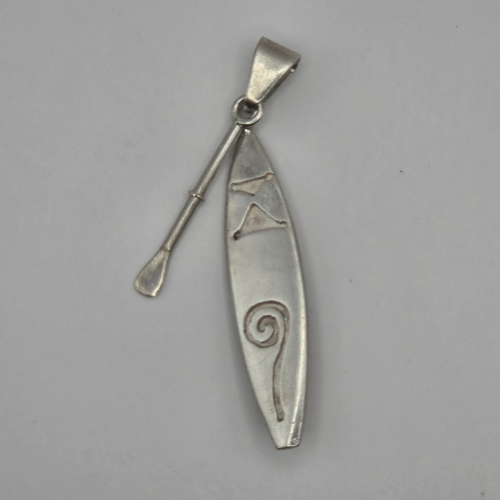 Vintage 925 Sterling Silver Canoe Kayak Paddle Oar Pendant 2" 5.08g