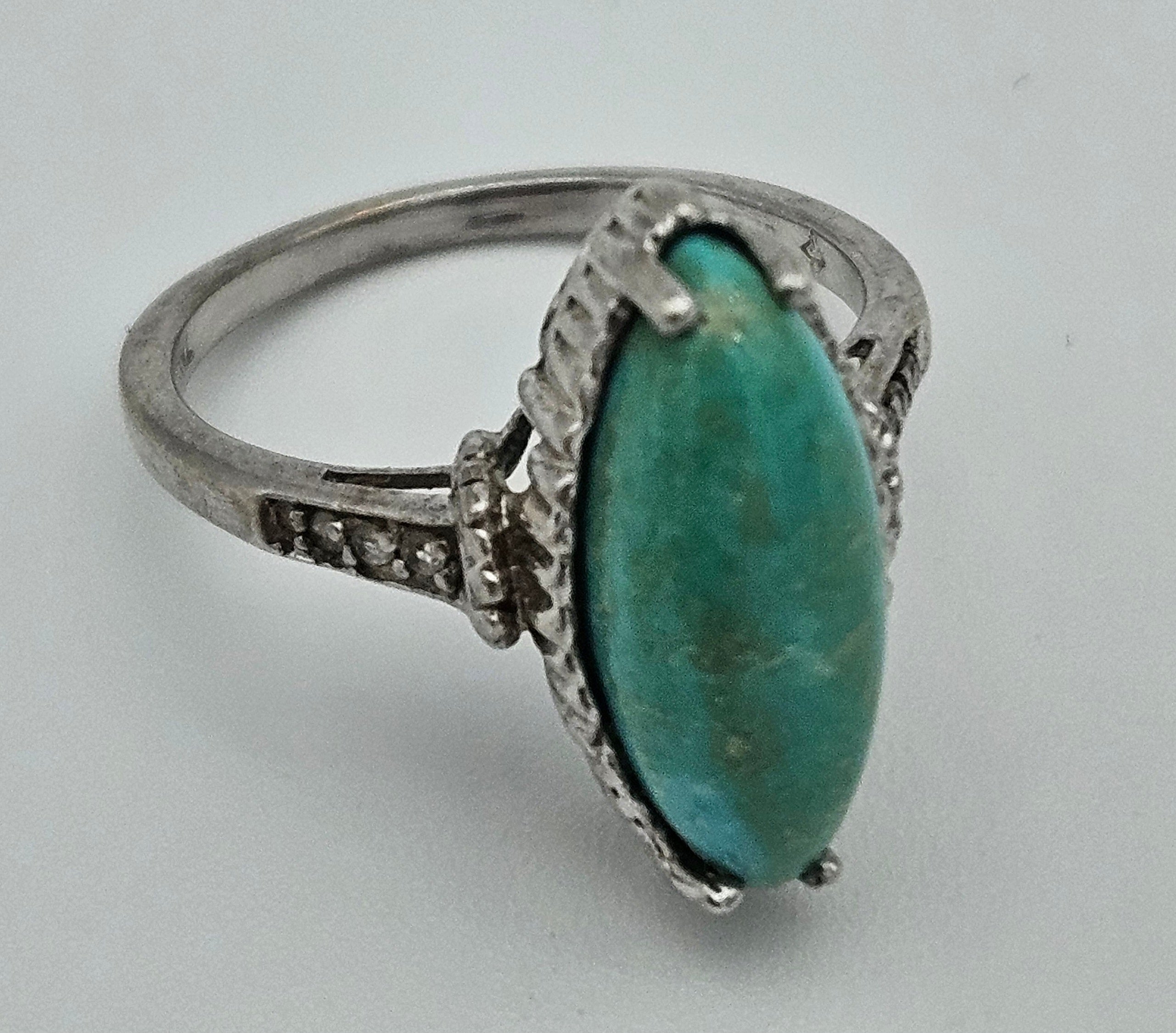 Turquoise 925 Sterling Silver Ring Size 8