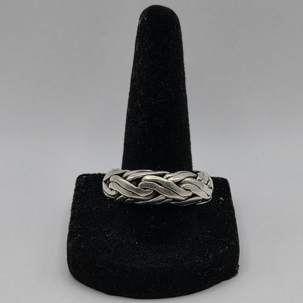 925 Sterling Silver Braided Woven Chain Band Ring Size 9 8mm 15.00g