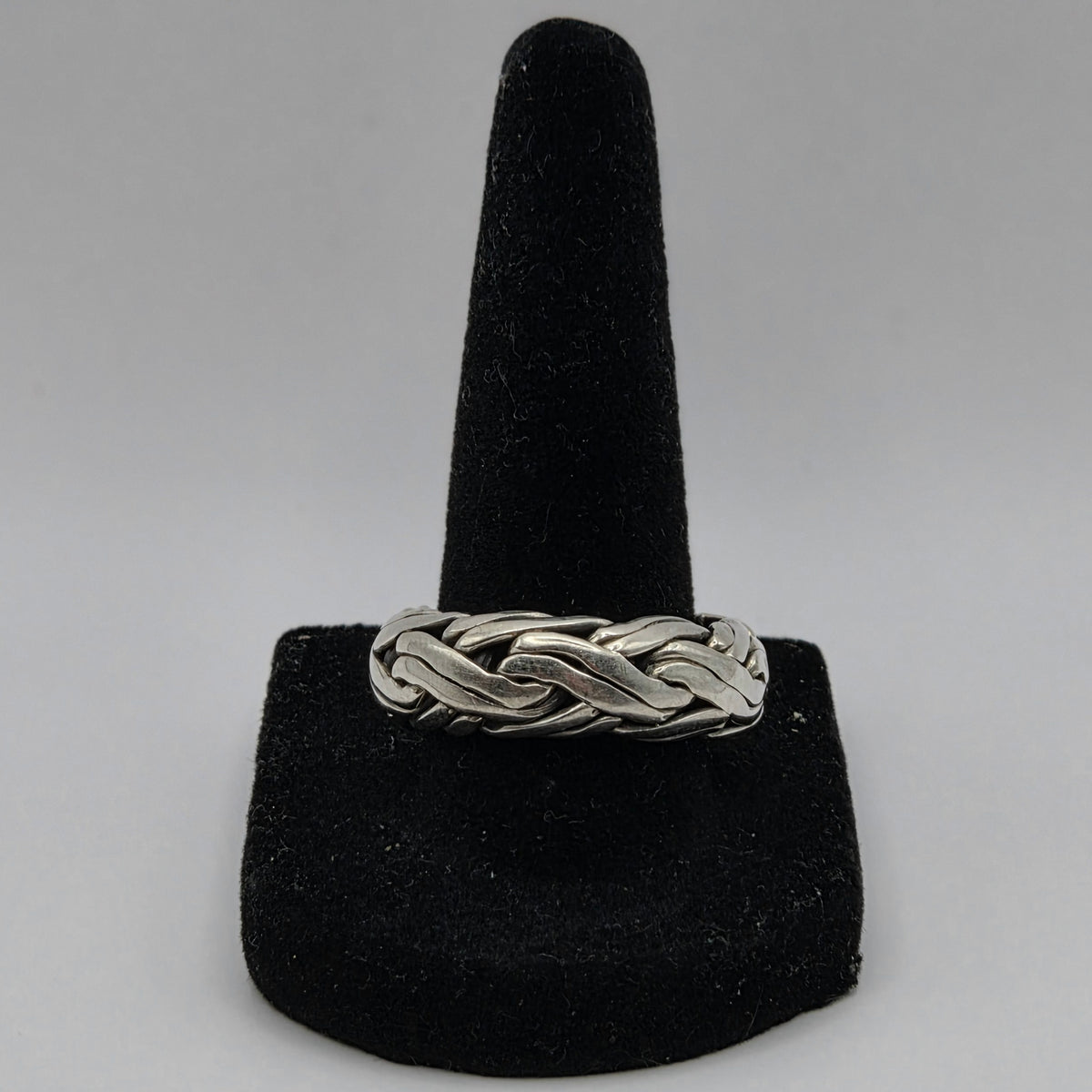 925 Sterling Silver Braided Woven Chain Band Ring Size 9 8mm 15.00g