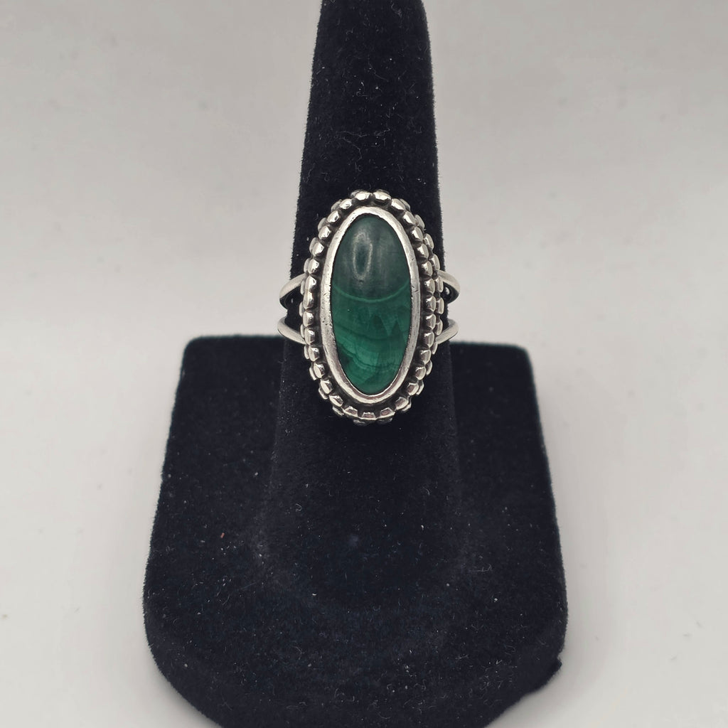 Malachite Sterling Silver 925 Vintage Navajo Ring Size 5