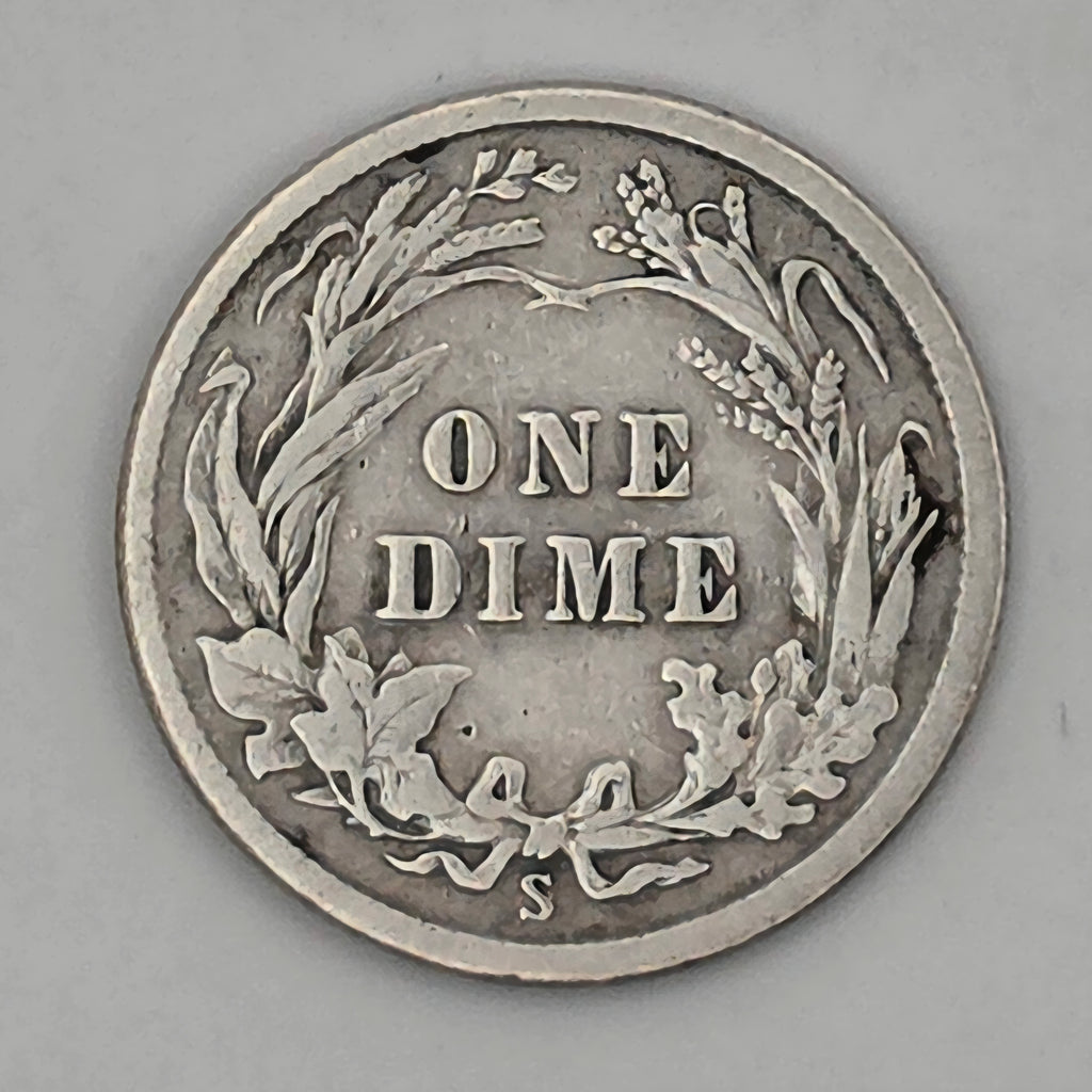 1915-S Barber Dime 90% Silver San Francisco Mint Vintage US Coin