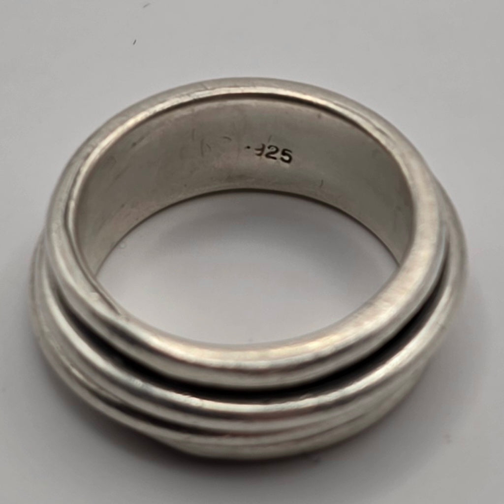 925 Sterling Silver Spinner Fidget Ring Size 7 Wide 7.5mm Band 8.16g