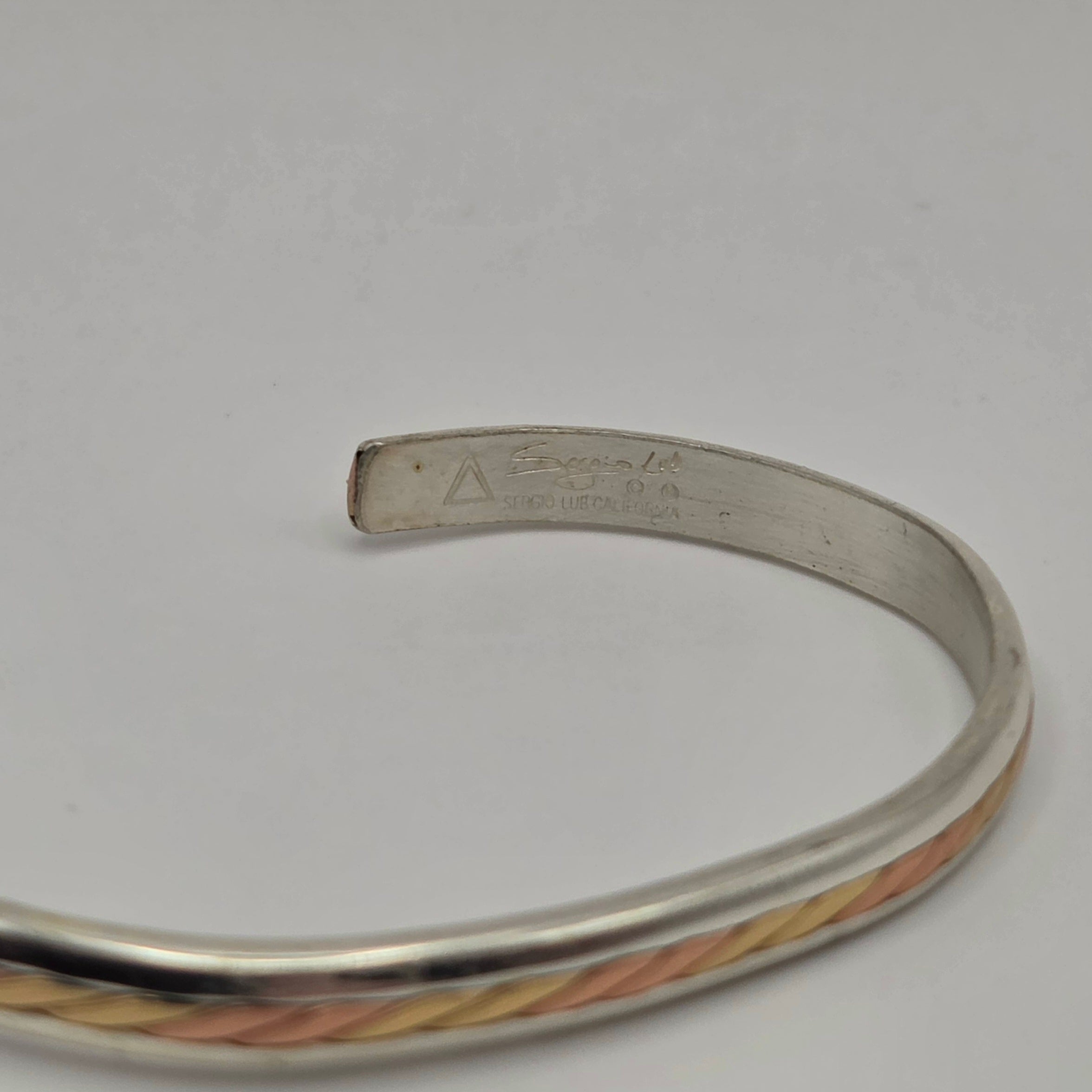 Sergio Lub 925 Sterling Silver & Copper Two Tone Braided Cuff Bracelet – 6"