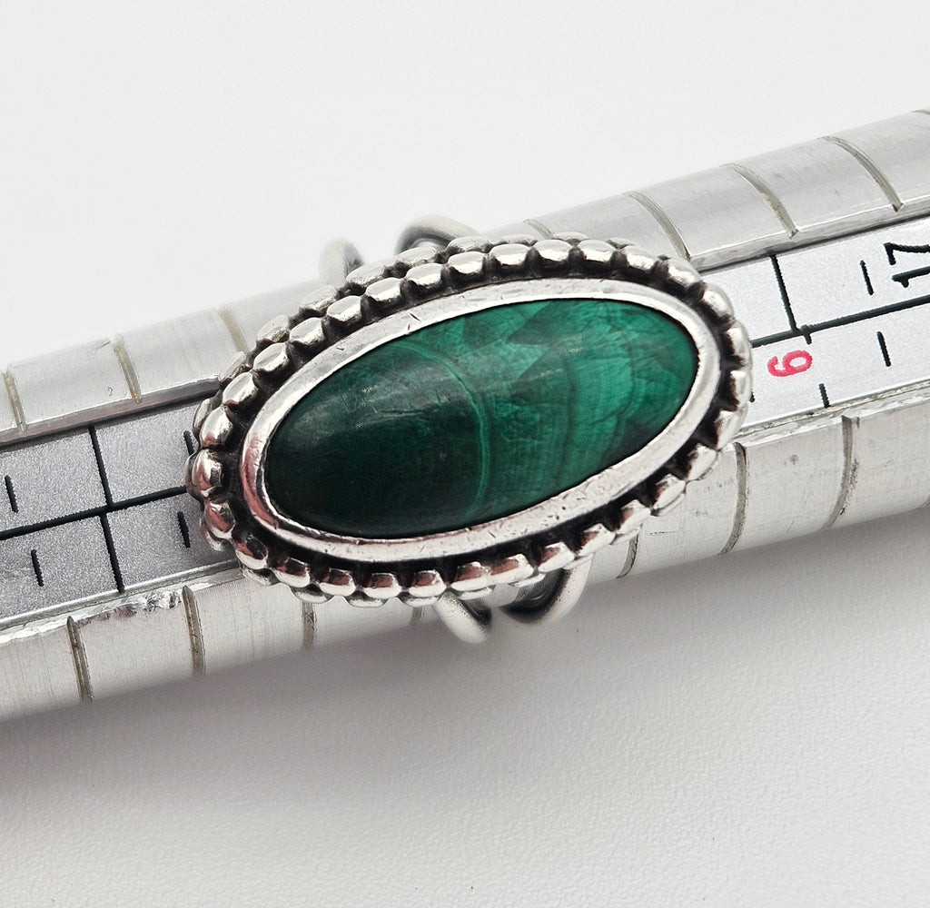 Malachite Sterling Silver 925 Vintage Navajo Ring Size 5