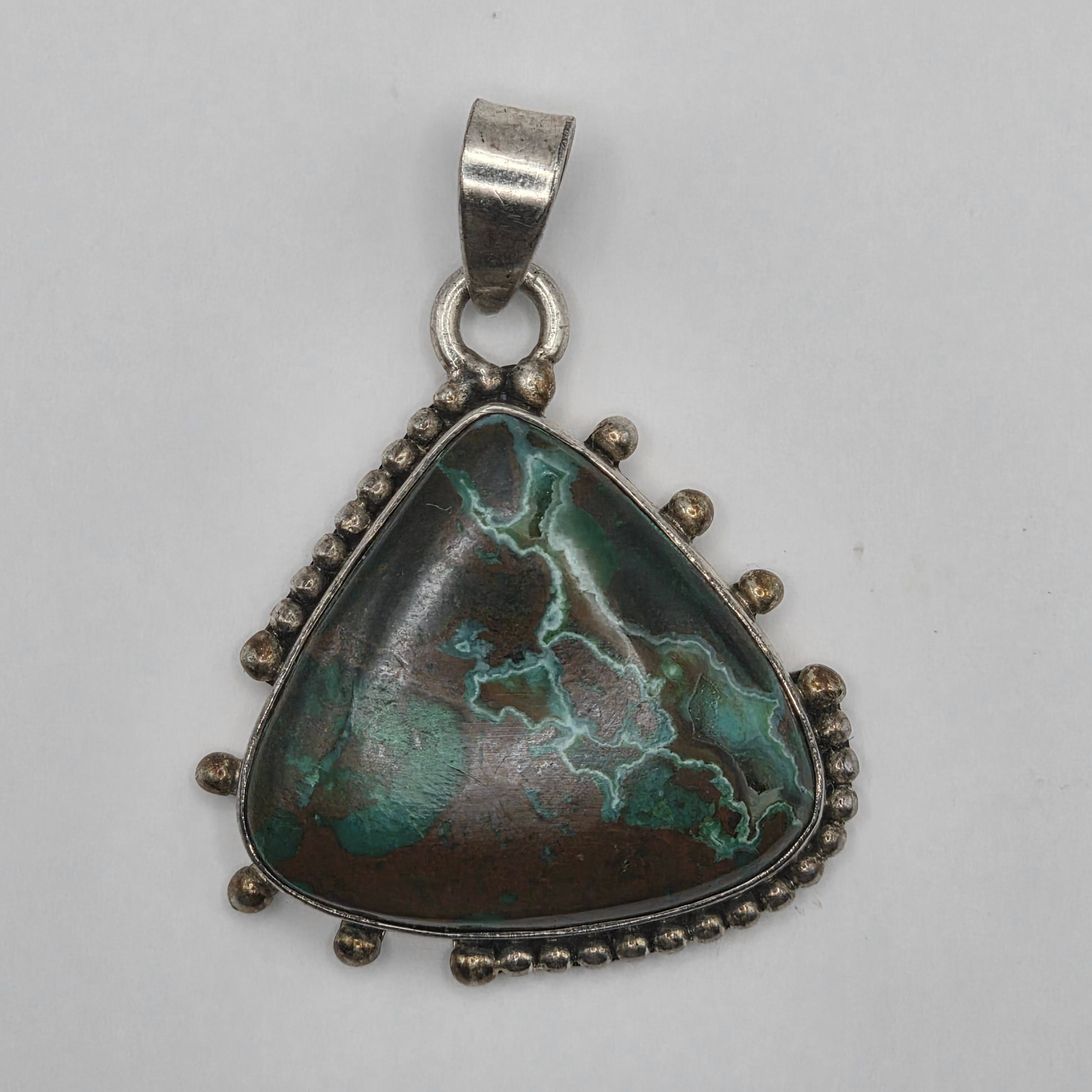 Royston Green Turquoise Sterling Silver 925 Pendant Southwestern Style 10.87g