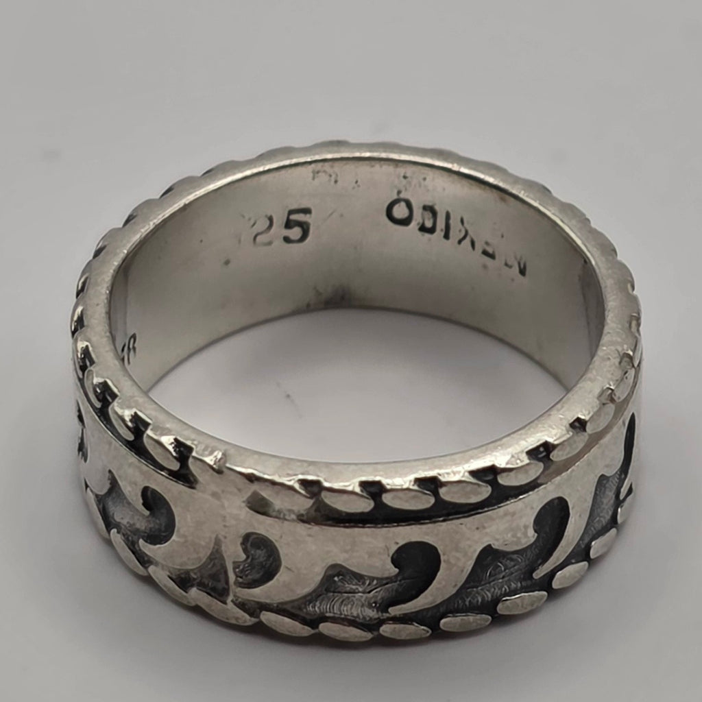 Taxco Mexico 925 Sterling Silver Wave Band Ring TA-58 Size 8 6.93g