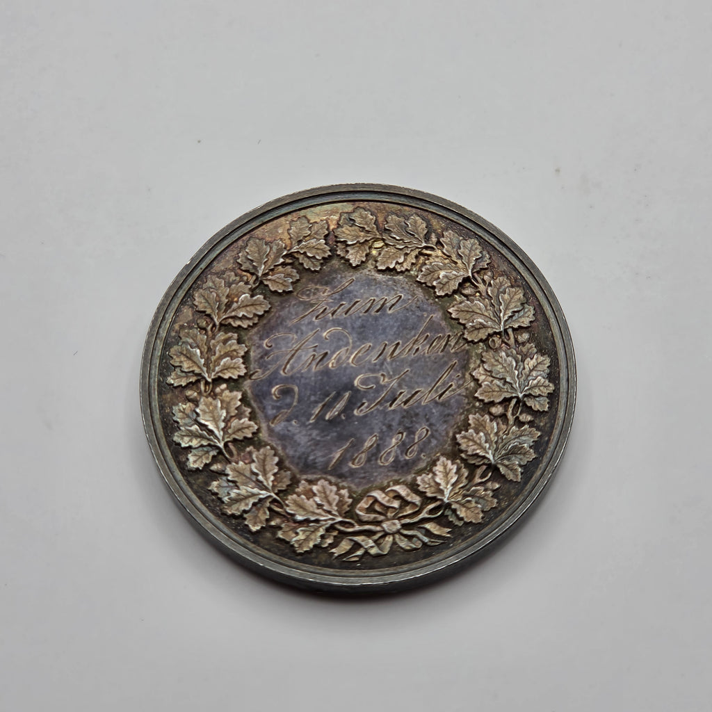 1888 German Baden Friedrich I Grand Duke Sterling Silver Award Medal 42mm 36.5
