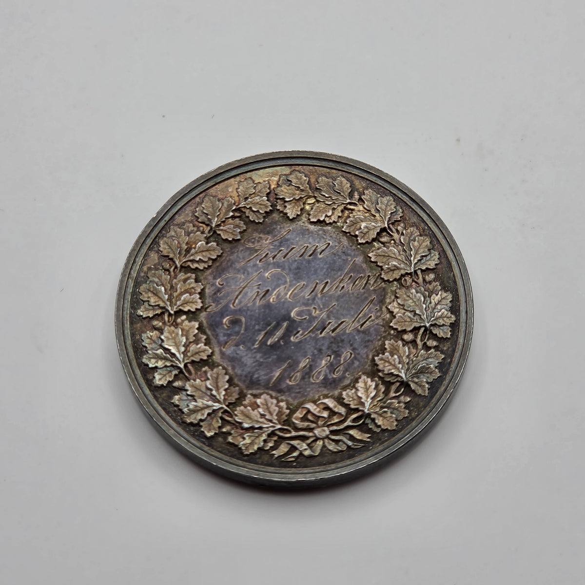 1888 German Baden Friedrich I Grand Duke Sterling Silver Award Medal 42mm 36.5
