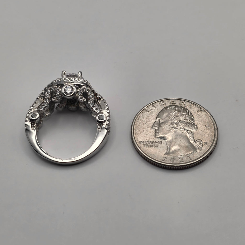 925 Sterling Silver Engagement Ring Size 6