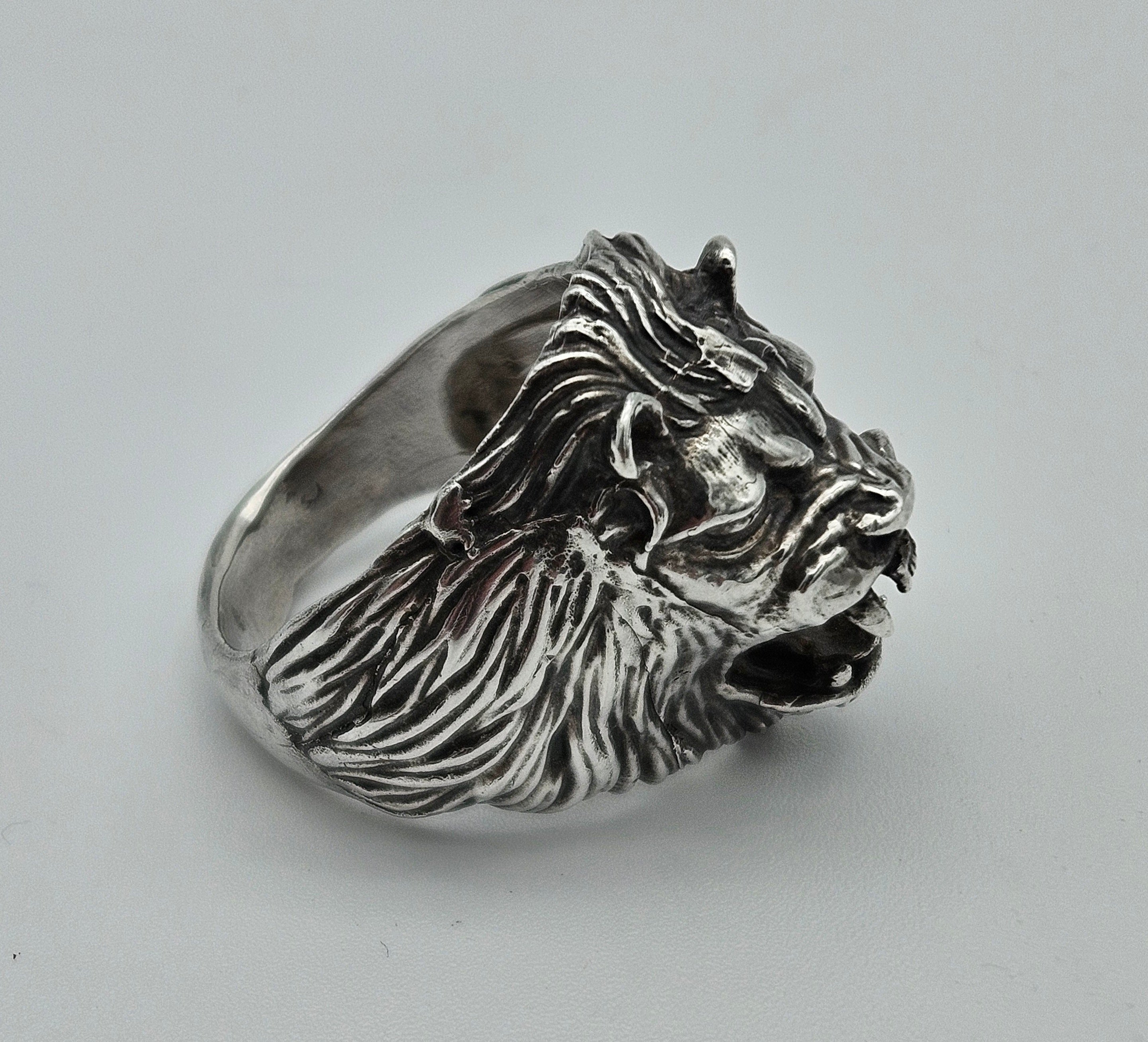 Lion Men's Ring Size 13.5 Heavy 925 Sterling Silver