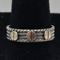 925 Sterling Silver Mixed Metal Wide Band Ring 8.5mm Oxidized 3.48g Size 8.5
