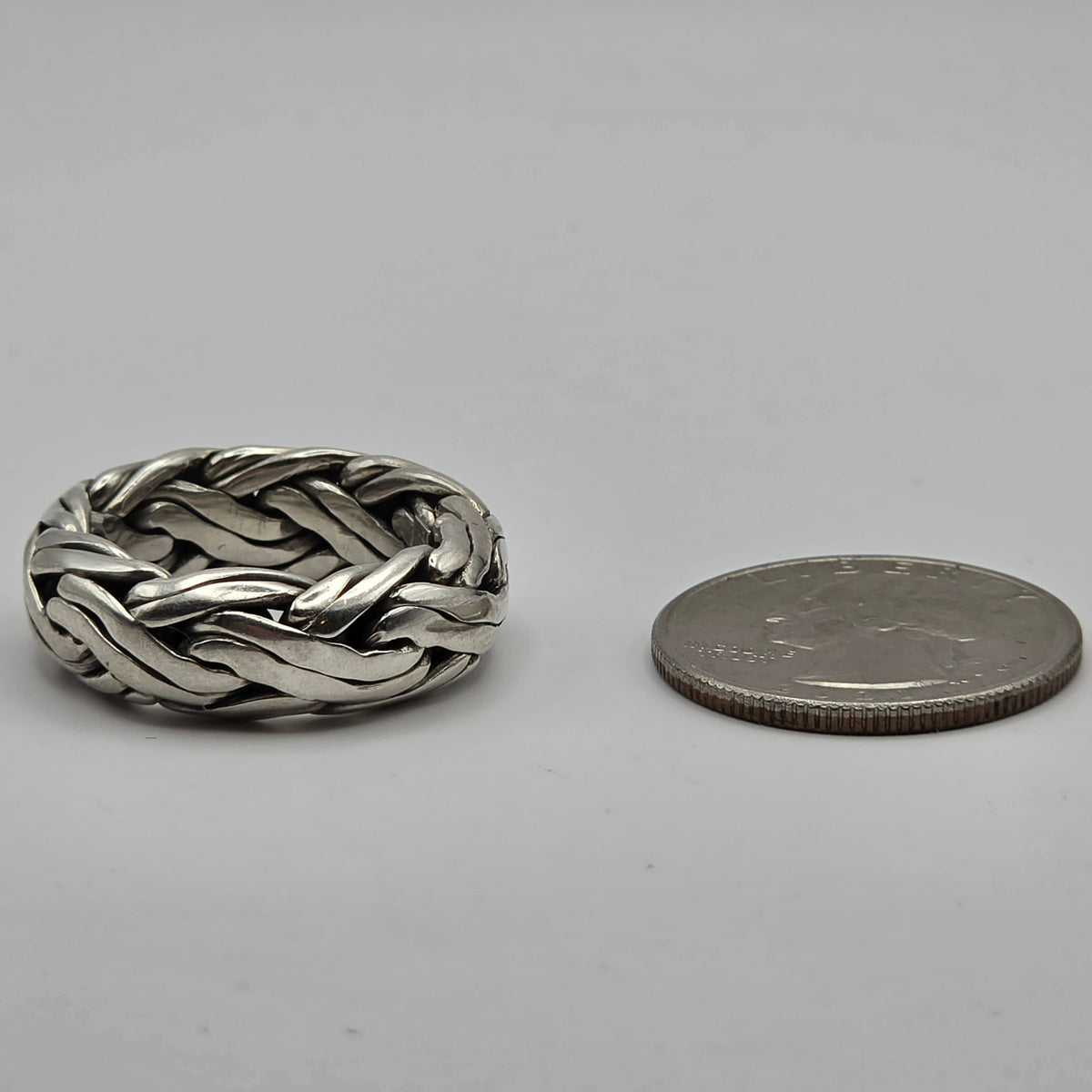 925 Sterling Silver Braided Woven Chain Band Ring Size 9 8mm 15.00g
