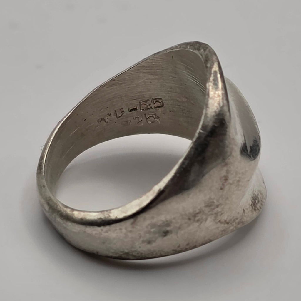 Vintage Taxco Mexico TF-25 925 Sterling Silver Modernist Ring Size 6 10.42g