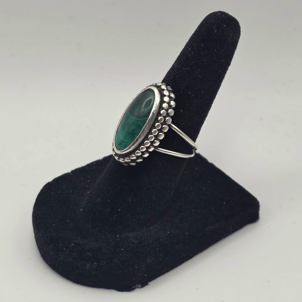 Malachite Sterling Silver 925 Vintage Navajo Ring Size 5