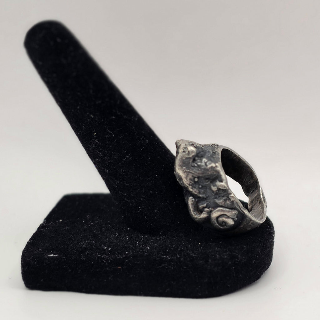 Antique 925 Sterling Silver Handmade Farm Animal Ring Size 7 Artisan Folk Art