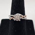 925 & 10k Sterling Silver Two-Tone Diamond Cluster Halo Ring Size