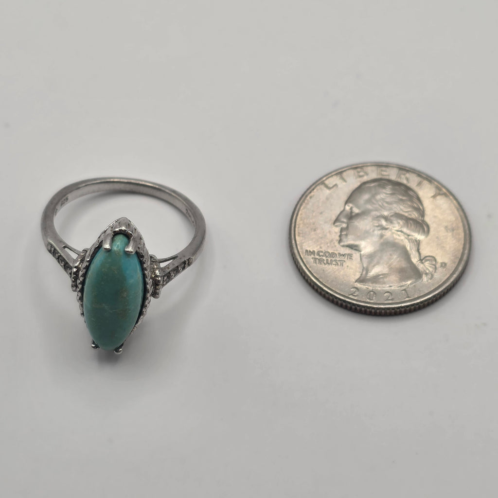 Turquoise 925 Sterling Silver Ring Size 8