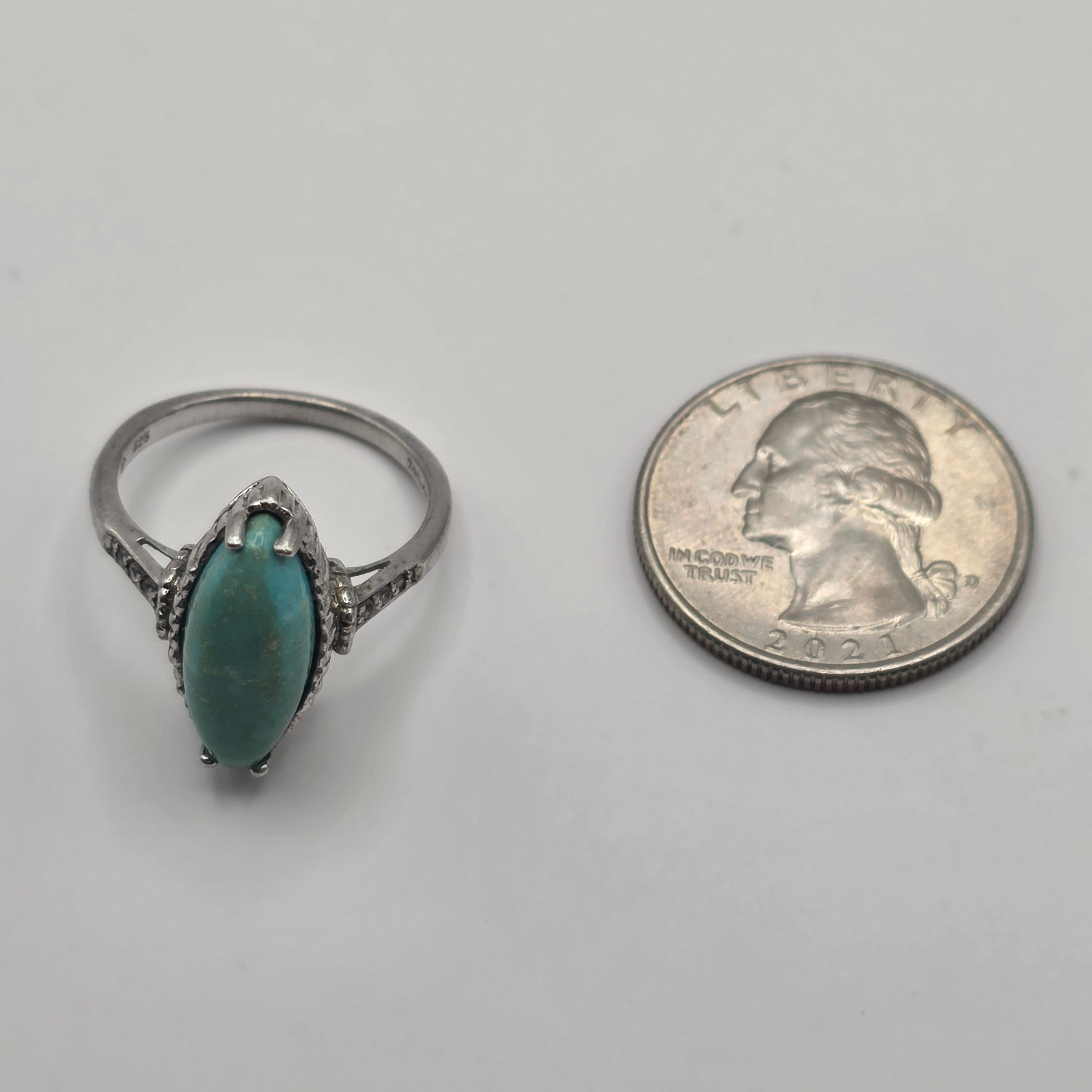 Turquoise 925 Sterling Silver Ring Size 8