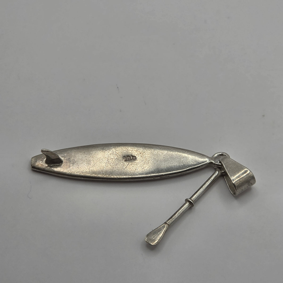 Vintage 925 Sterling Silver Canoe Kayak Paddle Oar Pendant 2" 5.08g