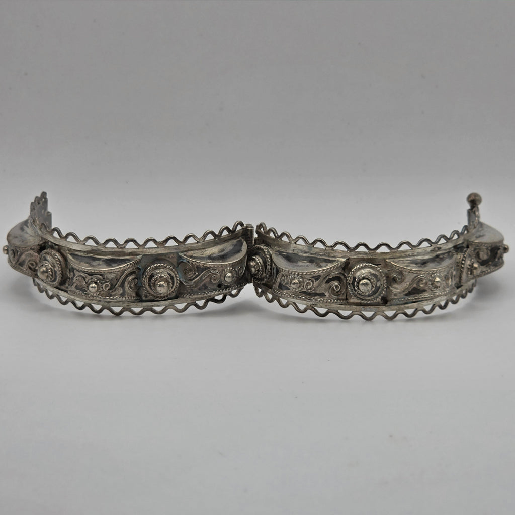 Vintage 925 Sterling Silver Hinged Filigree Bangle Bracelet 30.58g 6" Ornate