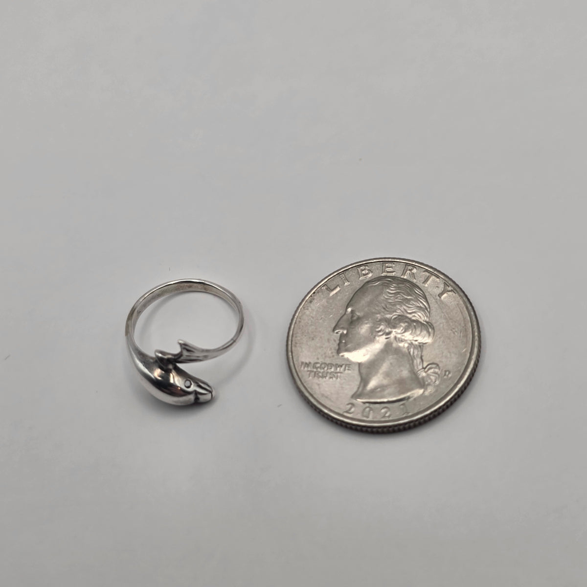 925 Sterling Silver Dolphin Wrap Ring Size 2.5 – 1.40g Ocean Marine Jewelry