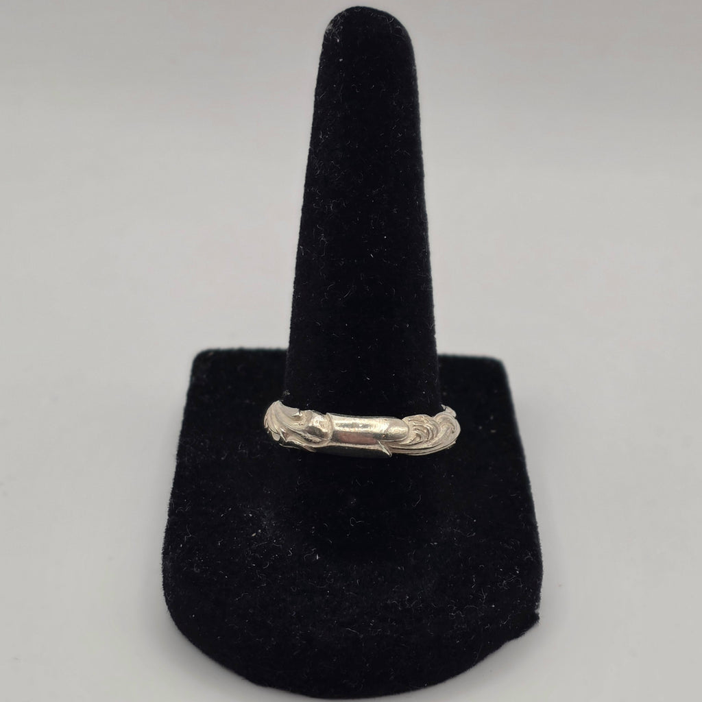 925 Sterling Silver Ornate Scroll Floral Band Ring Size 8.5 4.3mm 3.43g